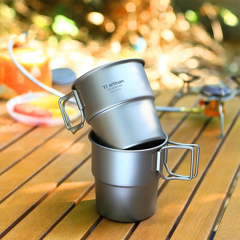 Outdoor Pure Titanium Folding Water Cup Camping Portable Tea Cup Coffee Cup Titanium Alloy Cup